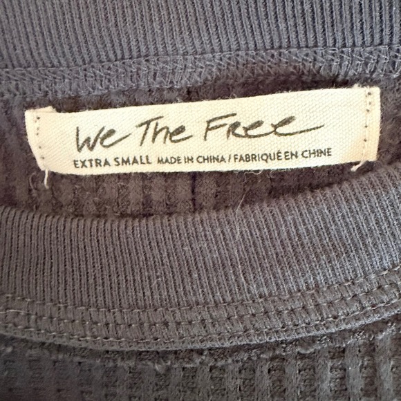 Free People We The Free Nikki Layering Top Bandana Sleeve Thermal Blue XS - Picture 7 of 11